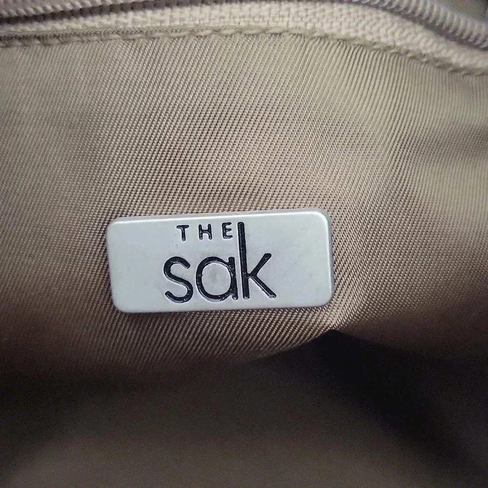 The Sak Taupe Handmade Crocheted Knit Woven Boho Shoulder Bag‎